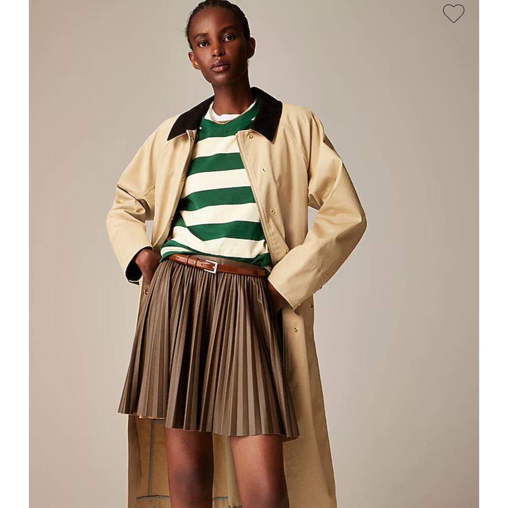 J.Crew Swingy Pleated Faux Leather Mini Skirt, Women’s 00 Dark Hazel Preppy